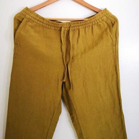 J. Jill Beachcomber Pull Up Pants Linen Blend Tie Waist Gilded Coin Comfy Sz SP - Picture 3 of 6